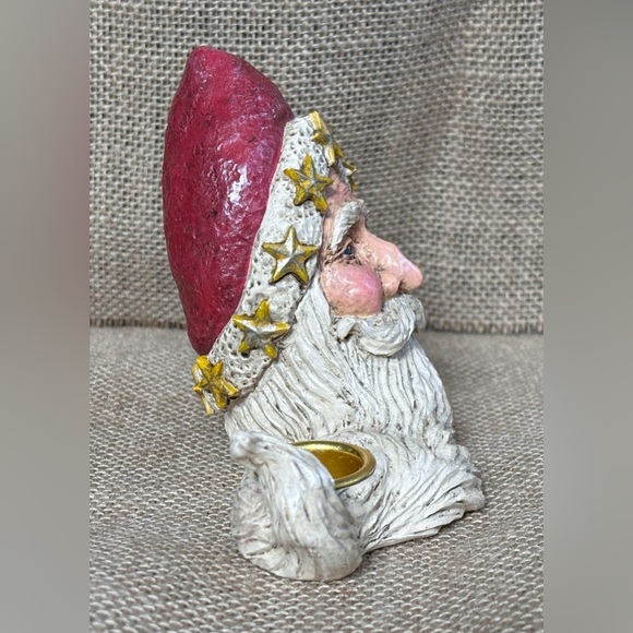 Vintage Santa Claus Resin Taper Candle Holder Christmas St Nick Rustic Farmhouse - Picture 4 of 8